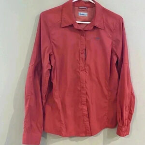 [M]Columbia Titanium Omni-Shade Orange Outdoor/Hiking Button Down  Shirt